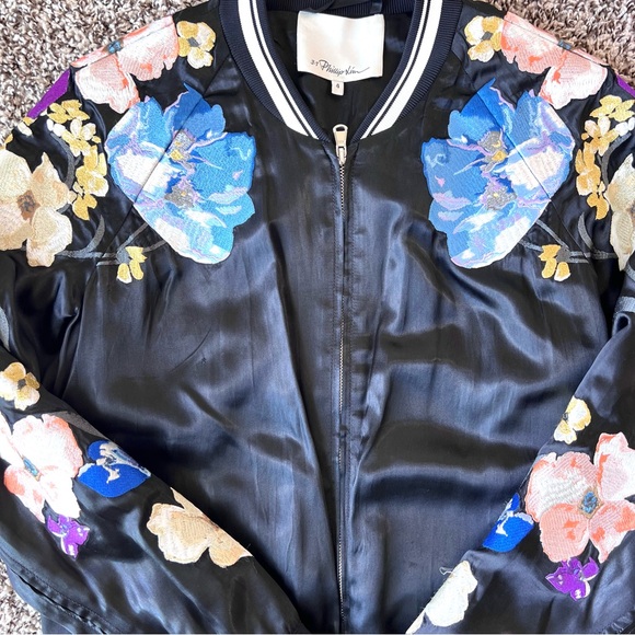 3.1 Phillip Lim Satin Embroidered Bomber Jacket - Picture 14 of 15